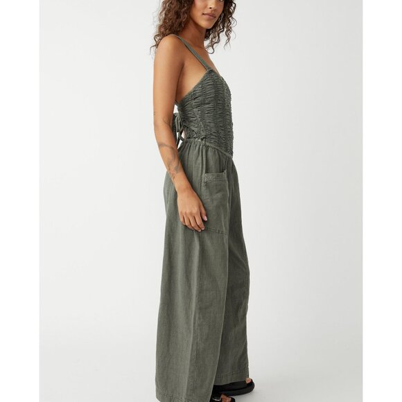 FREE PEOPLE Forever And Always Ruched One Piece / Dried Basil - Picture 6 of 10